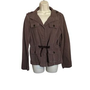 LOFT Utility Jacket in Brown with drawstring waist